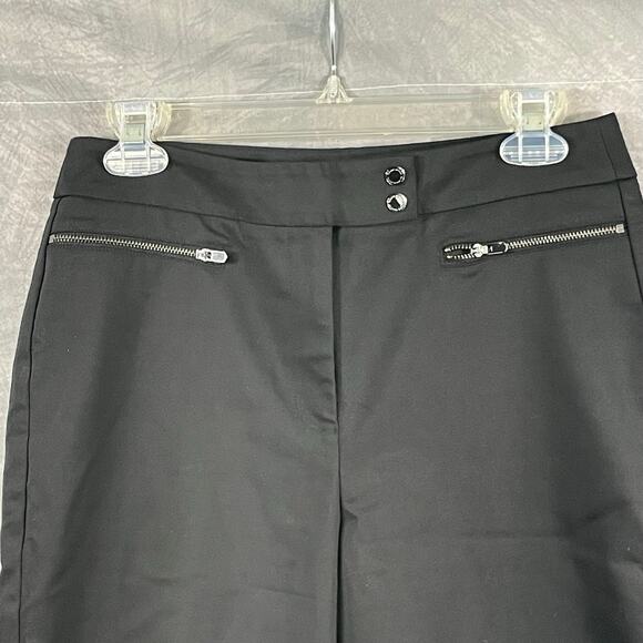 White House Black Market WHBM black 12" Bermuda shorts sz 4 zip pockets buttons - Picture 3 of 16